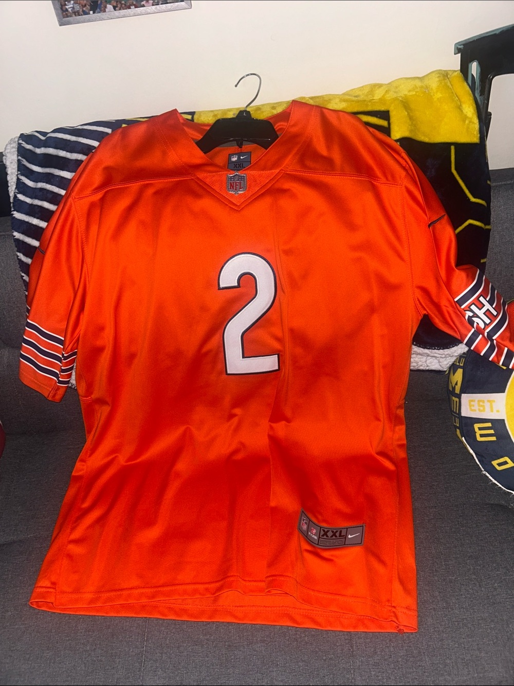 Nike Men’s Orange NFL DJ Moore #2 Chicago Bears Stitched Jersey Size XXL